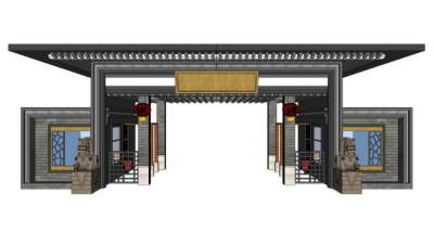 中式大门su模型下载_sketchup草图大师SKP模型