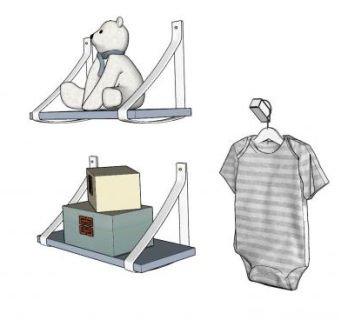 壁挂置物架摆件SU模型下载_sketchup草图大师SKP模型