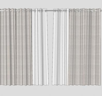 简欧风双布窗帘SU模型下载_sketchup草图大师SKP模型