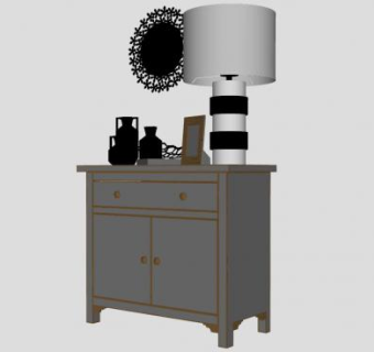 现代边桌柜子SU模型下载_sketchup草图大师SKP模型