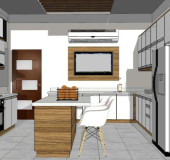 现代家居整体厨房SU模型下载_sketchup草图大师SKP模型