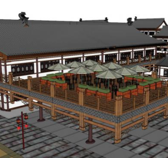 观唐别墅su模型下载_sketchup草图大师SKP模型