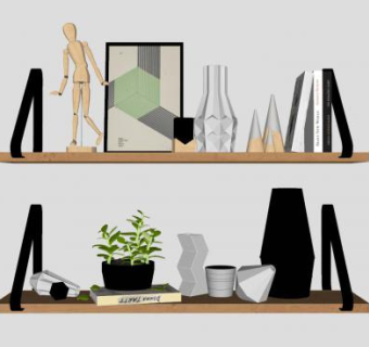 室内工艺品书本人偶摆件SU模型下载_sketchup草图大师SKP模型