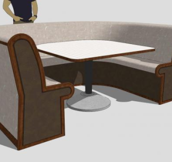 卡座沙发餐饮店座椅SU模型下载_sketchup草图大师SKP模型