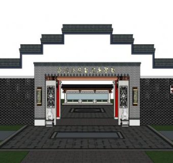 徽派大门su模型下载_sketchup草图大师SKP模型