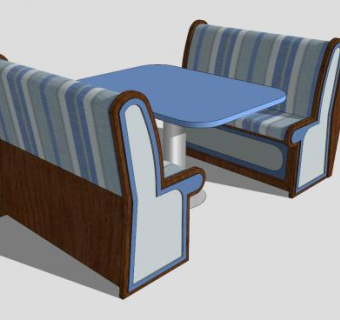 餐饮店卡座沙发SU模型下载_sketchup草图大师SKP模型