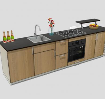 现代橱柜厨具组合SU模型下载_sketchup草图大师SKP模型