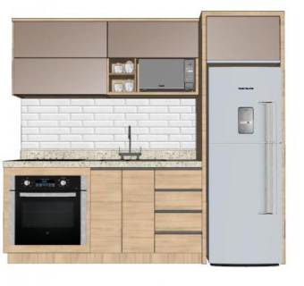简单厨房冰箱橱柜SU模型下载_sketchup草图大师SKP模型