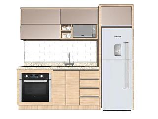 简单厨房冰箱橱柜SU模型下载_sketchup草图大师SKP模型