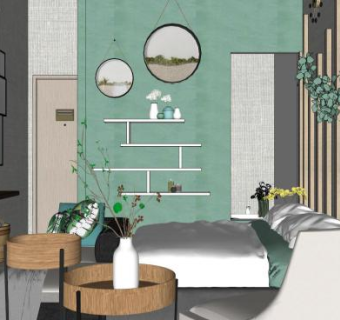 酒店客房su模型下载_sketchup草图大师SKP模型