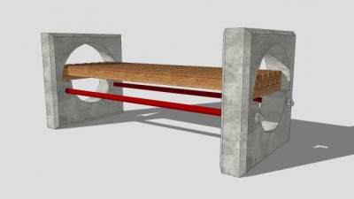 户外长凳座椅SU模型下载_sketchup草图大师SKP模型