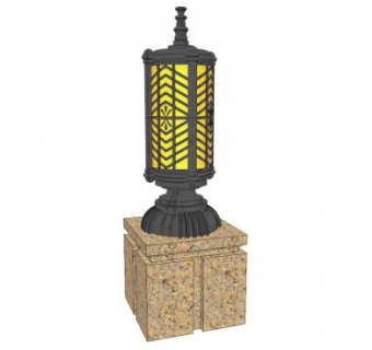 欧式草坪灯su模型下载_sketchup草图大师SKP模型