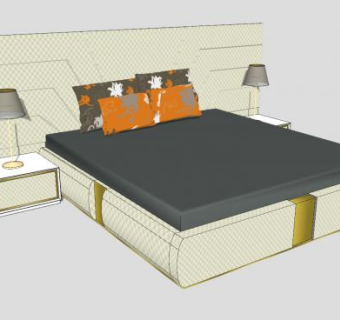 现代软包双人床家具SU模型下载_sketchup草图大师SKP模型