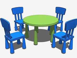 儿童桌椅凳SU模型下载_sketchup草图大师SKP模型