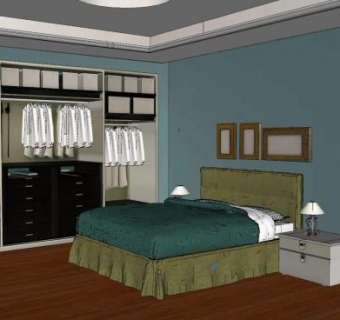 现代风格卧室家装SU模型下载_sketchup草图大师SKP模型