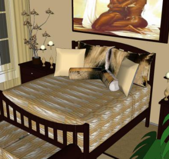 美式室内卧室SU模型下载_sketchup草图大师SKP模型