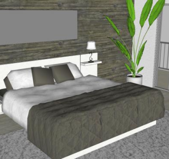 简约风卧室家装SU模型下载_sketchup草图大师SKP模型