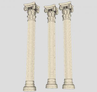 三根罗马柱SU模型下载_sketchup草图大师SKP模型