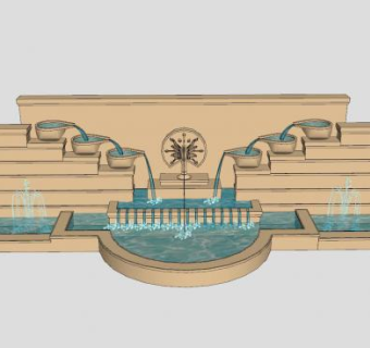 欧式景观水景墙流水景墙SU模型下载_sketchup草图大师SKP模型