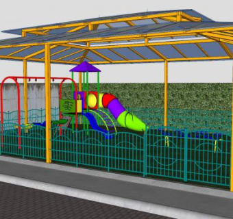 儿童游乐设施围栏场地SU模型下载_sketchup草图大师SKP模型