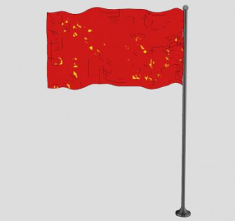 红色旗帜SU模型下载_sketchup草图大师SKP模型