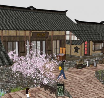 古建民宿su模型下载_sketchup草图大师SKP模型