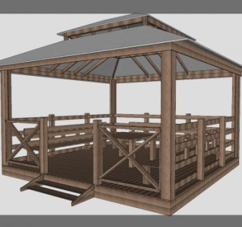 木亭凉亭SU模型下载_sketchup草图大师SKP模型