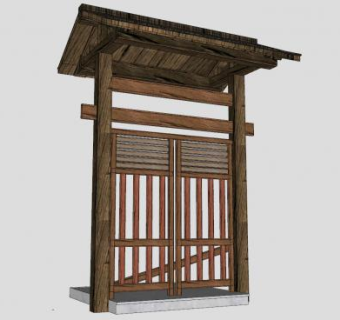 木质柴门SU模型下载_sketchup草图大师SKP模型