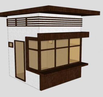 中式岗亭门卫亭SU模型下载_sketchup草图大师SKP模型