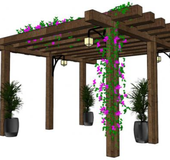 木质花架su模型下载_sketchup草图大师SKP模型