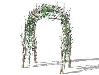 植物搭成的拱形门SU模型下载_sketchup草图大师SKP模型