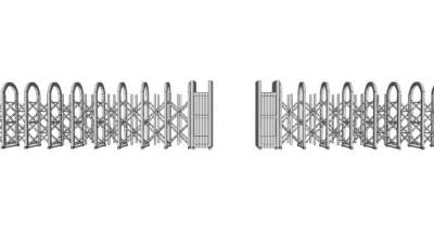 学校大门电动门SU模型下载_sketchup草图大师SKP模型