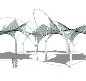 张拉膜廊架sketchup模型下载_sketchup草图大师SKP模型