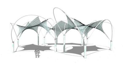 张拉膜廊架sketchup模型下载_sketchup草图大师SKP模型