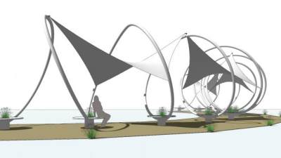 现代张拉膜廊架设计SU模型下载_sketchup草图大师SKP模型