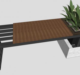 现代户外景观座椅SU模型下载_sketchup草图大师SKP模型