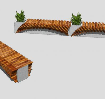 户外景观凳SU模型下载_sketchup草图大师SKP模型