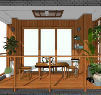 生活阳台su模型下载_sketchup草图大师SKP模型