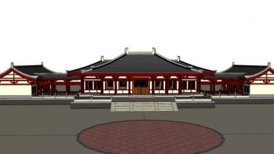 唐代建筑su模型下载_sketchup草图大师SKP模型