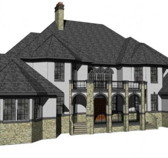 圆厅别墅su模型下载_sketchup草图大师SKP模型