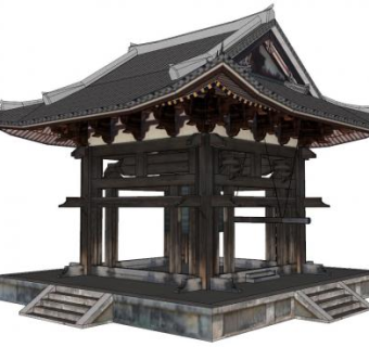 中式凉亭钟鼓SU模型下载_sketchup草图大师SKP模型