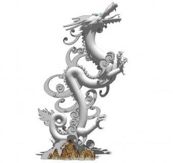 龙的雕塑SU模型下载_sketchup草图大师SKP模型