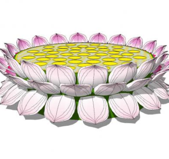 莲花座坐莲雕塑SU模型下载_sketchup草图大师SKP模型
