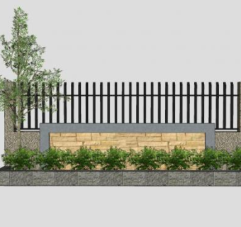 景观植物花坛围墙SU模型下载_sketchup草图大师SKP模型