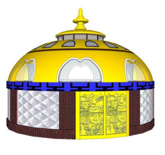 蒙古包帐篷设计SU模型下载_sketchup草图大师SKP模型