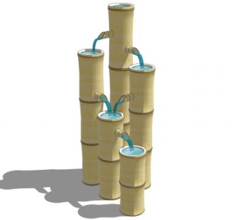 竹子流水景观SU模型下载_sketchup草图大师SKP模型