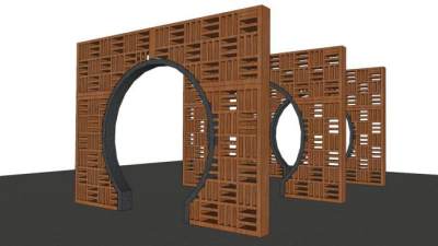 中式门洞su模型下载_sketchup草图大师SKP模型