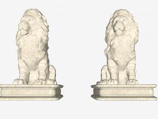 两座石<em>狮子雕塑</em>SU模型下载_sketchup草图大师SKP模型