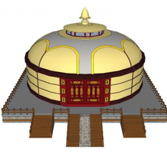蒙古包帐篷大帐SU模型下载_sketchup草图大师SKP模型