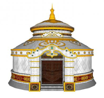 华丽的蒙古包SU模型下载_sketchup草图大师SKP模型